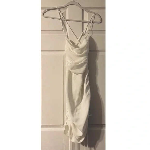 Amanda Uprichard Garcia Mini Dress White Ivory Multiway Tie Open Back Cinched S - Picture 6 of 9